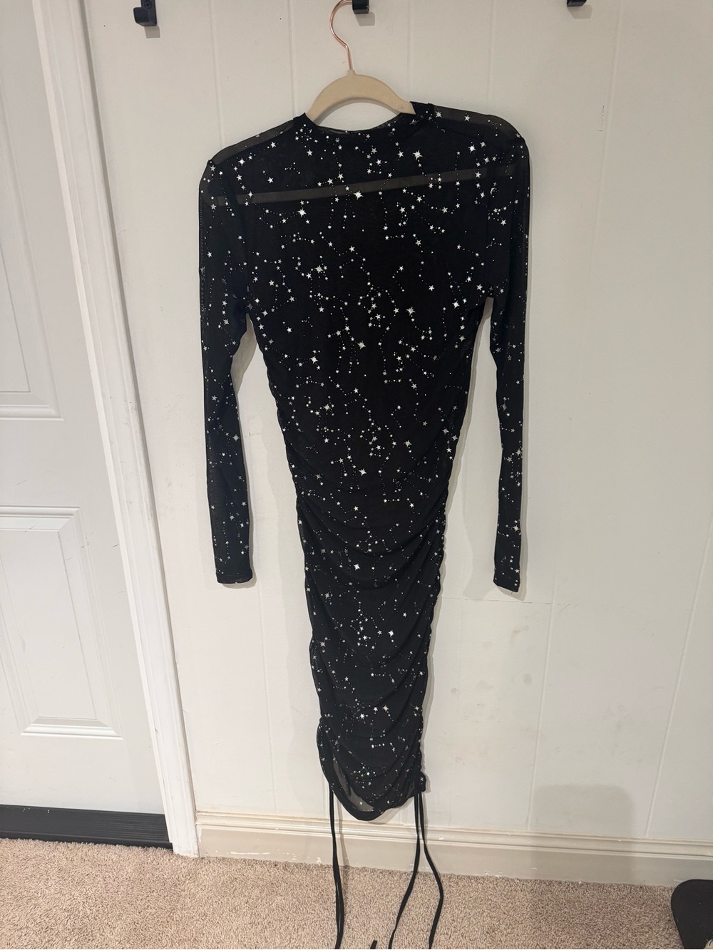 Black Sheer Star-Print Mesh Maxi Dress - Picture 3 of 5